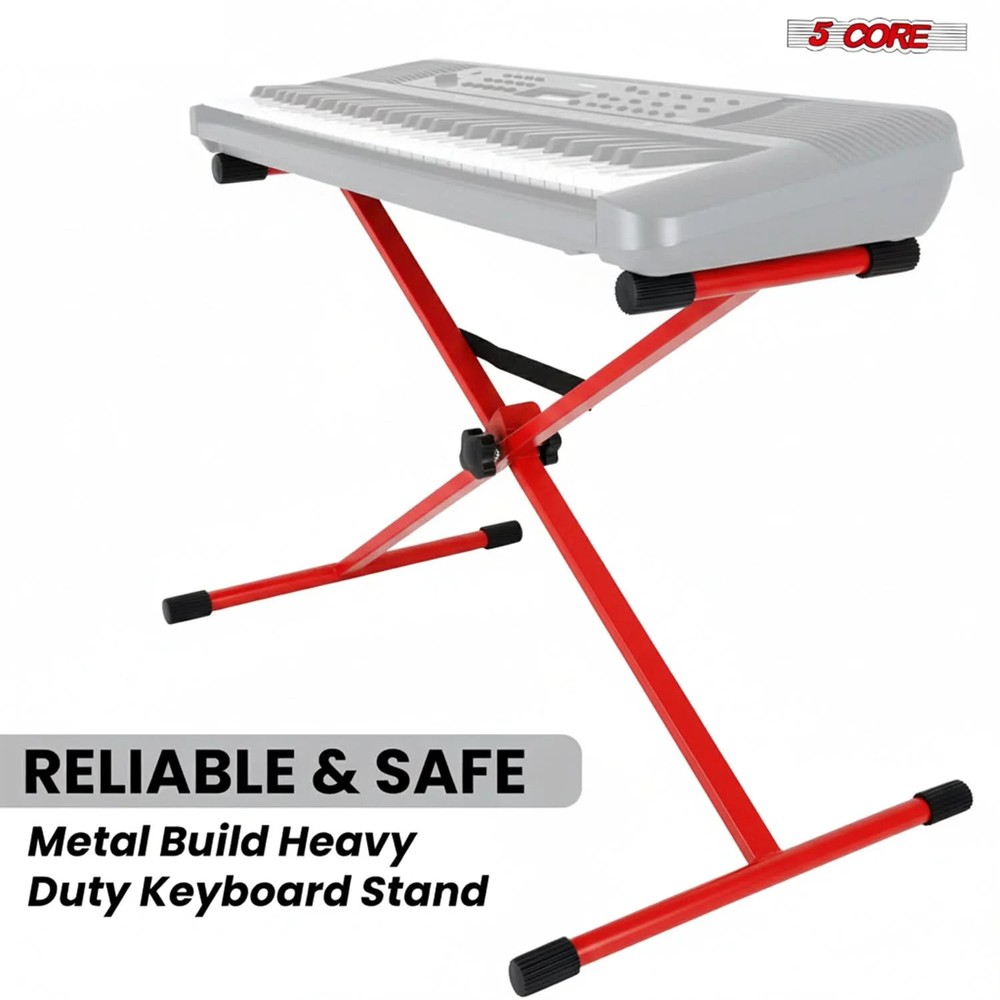 5Core Keyboard Stand X Shape Adjustable Foldable Piano Stand w Locking Strap