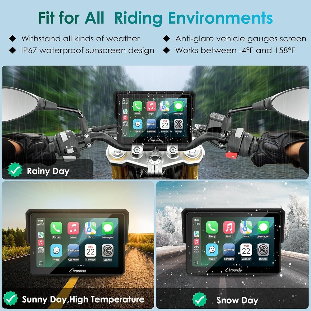 CARPURIDE W502S Wireless Carplay Android Auto Wired Controller with BM05 Mount