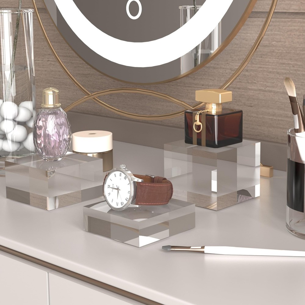 Acrylic Display Stands, 3 Graduated Sizes Acrylic Block Riser for Displaying ...