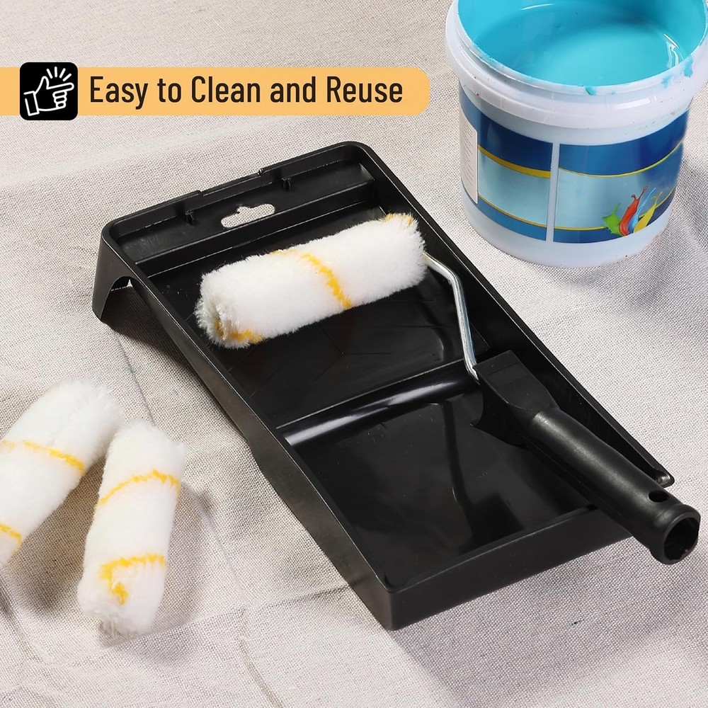 Bates- 4 Inch Paint Roller Kit, 11 pcs, Small Paint Roller Kit, 1x Plastic Paint