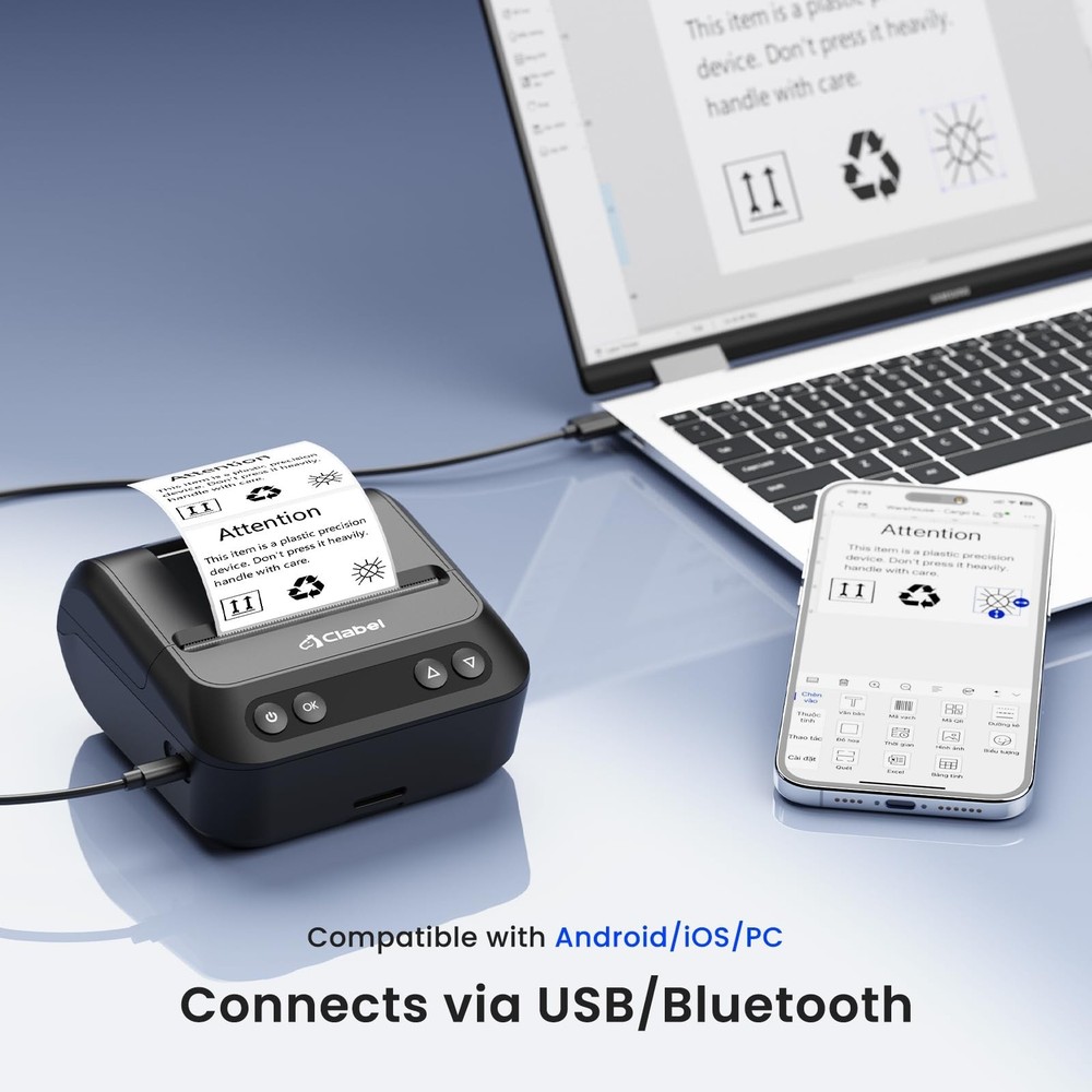 CLABEL 320B Label Maker 3 Inch Bluetooth Barcode Printer Thermal Label Printe...