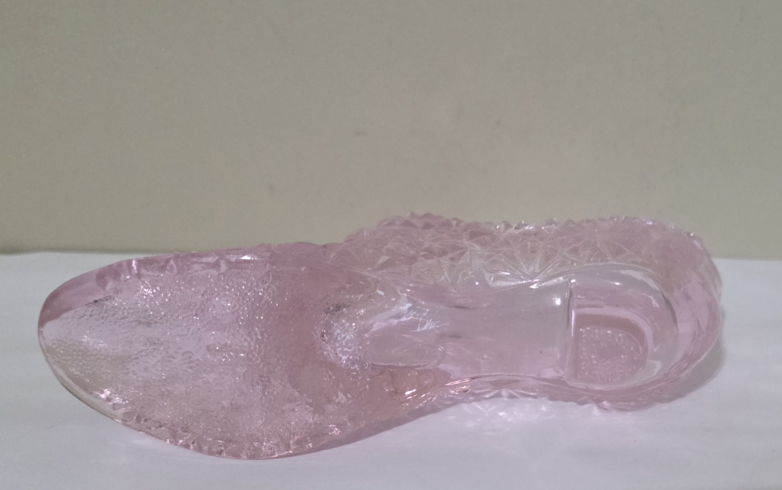 Vtg Fenton Shoe Pink Slipper Boot with Heel Cat Head Daisy & Button 6" x 3" Tall