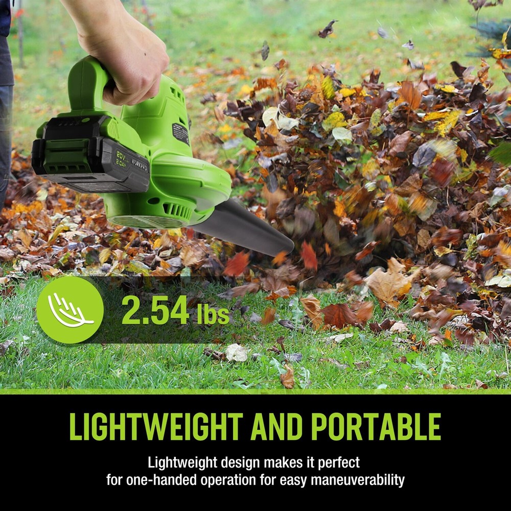 WORKPRO Cordless Leaf Blower, 20V Battery Powered 2-Speed Control Lightweight