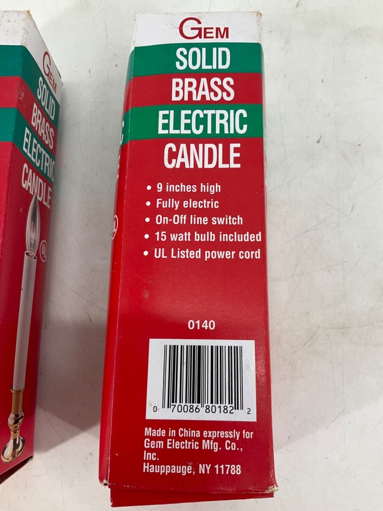 Gem Solid Brass Electric 9" Candle #0140 *2 Pack*