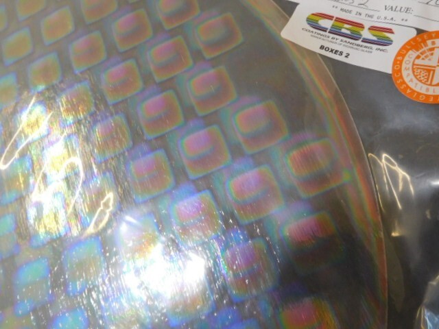 Dichroic Glass:CBS 90 COE 1" Boxes Pattern on Thin Clear-3"Sq