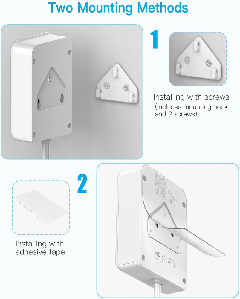 Flat Multi Plug Extender with 3 USB Wall Charger(1 Type C) 4 Outlet Wall Adapter