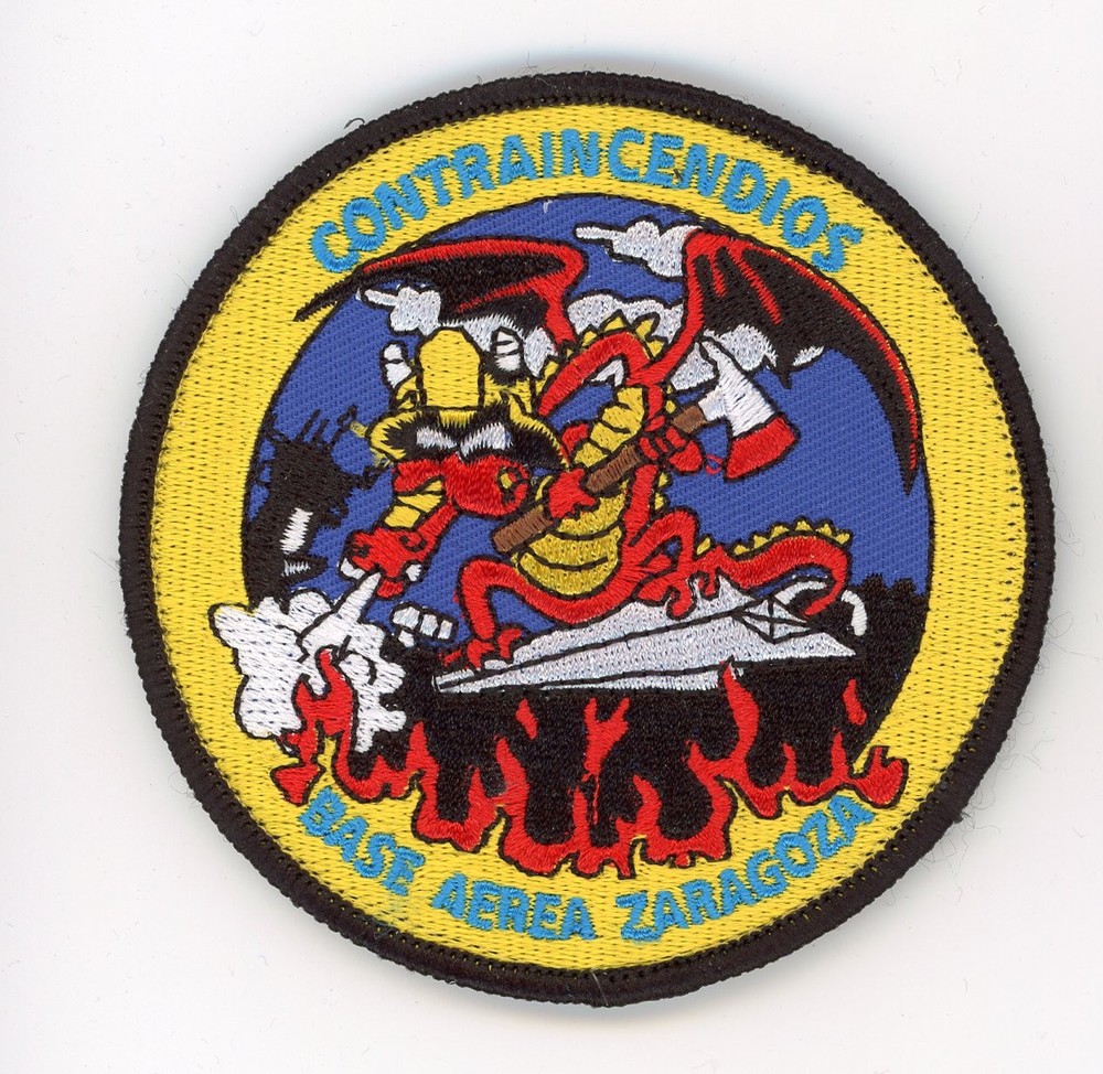 PATCH SPAIN AIR FORCE ZARAGOZA AFB FIRE FIGHTERS VEL BACK PARCHE