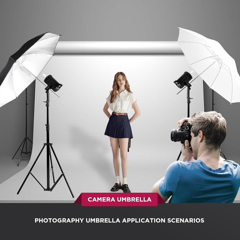 33" Translucent White Soft Umbrella & Silver Reflector Diffuser Lighting Kit