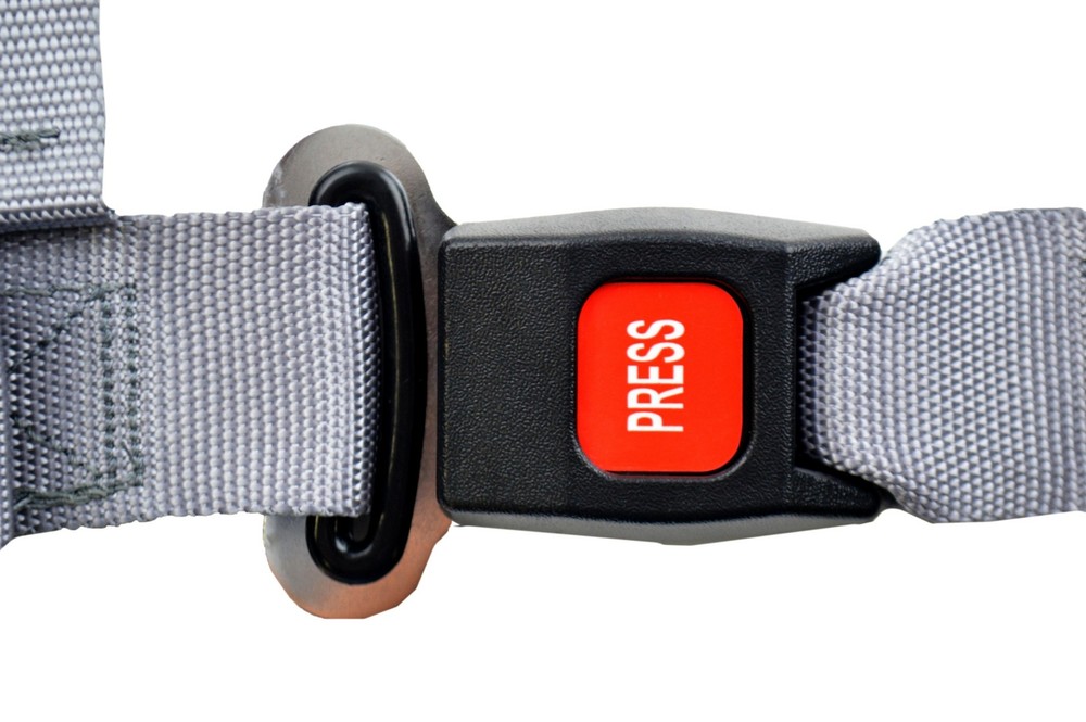 GREY 4 POINT SEAT BELT 2" HARNESS PULL UP LAP BELTS FLOOR MOUNT PUSH BUTTON