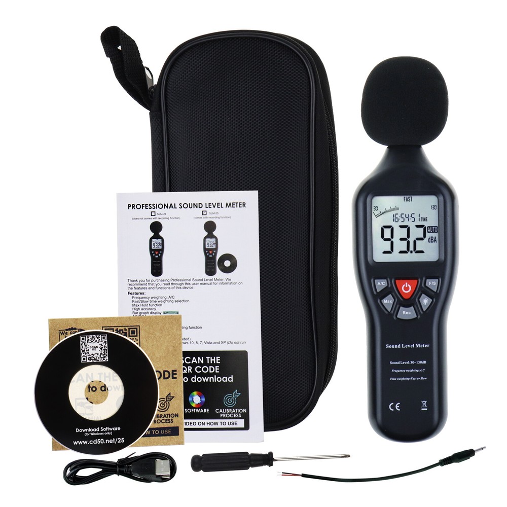 Handheld Sound Level Meter Data Logging Function Backlit Display Datalogger