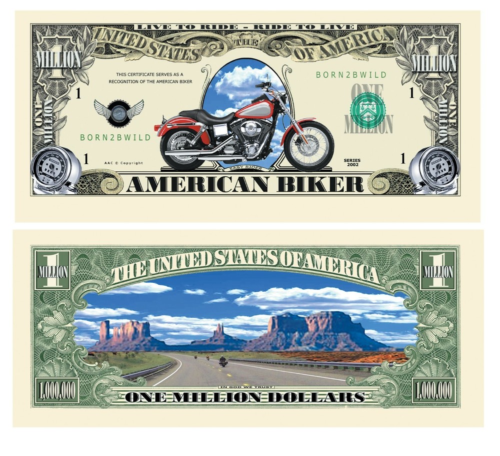 Biker Motorcycle Million Dollar Bill - Pack of 50