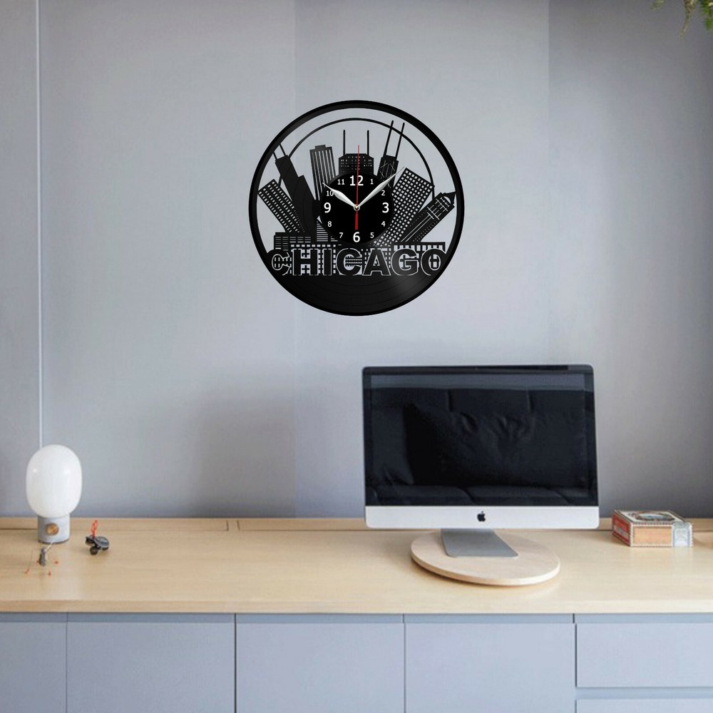 Chicago Vinyl Record Wall Clock Decor Handmade 1942