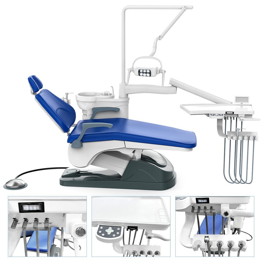 FDA Dental Unit Chair Computer Controlled DC Motor PU Leather With Stool Kit