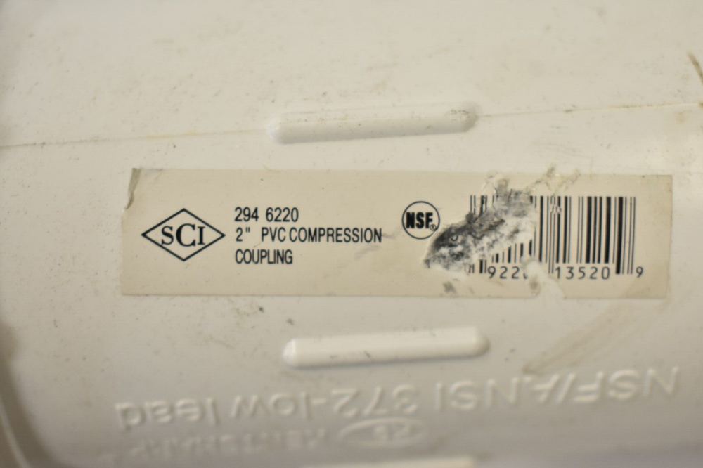 Smith-Cooper International SCI Compression Coupling 2" PVC 294 6220 Low Lead