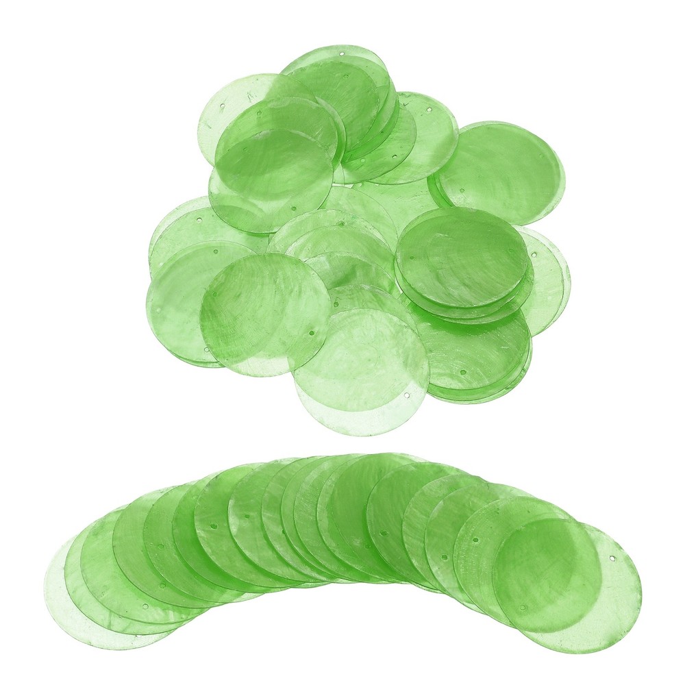 60Pcs Capiz Shells 2" Round Natural Shells with 2 Holes, Light green