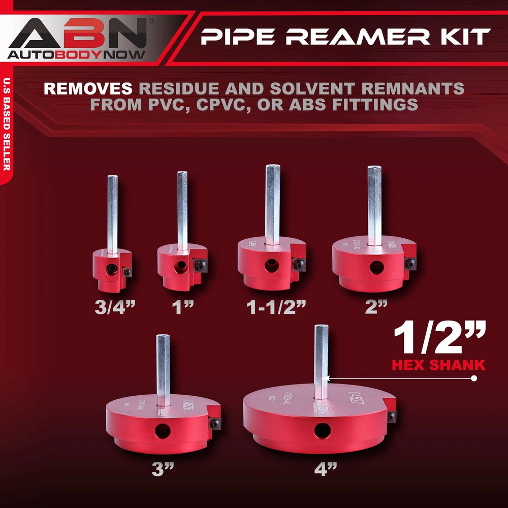 Complete Plastic Reamer Set PVC Pipe Fitting Reamer Kit Standard 1/2" Drills 6Pc