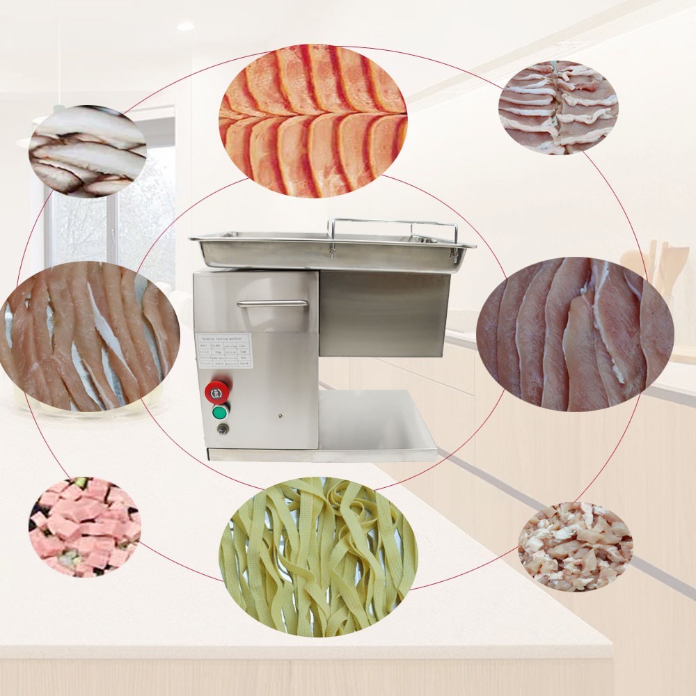 110V Commercial Meat Cutter 6mm Blade Beef Pork Cutting Machine 200Kg/h 650W