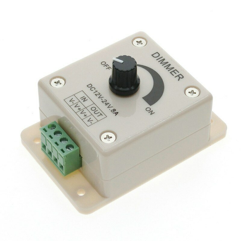 Manual Dimmer Switch for LED Strip Light, 12V 8A Mountable with Terminals