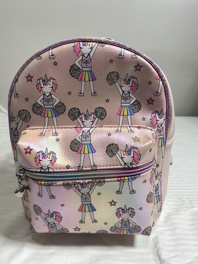 OMG! Accessories Unicorn Cheerleader Printed Dome Mini Backpack-Pink