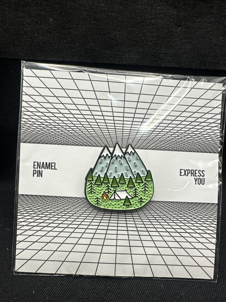 Mountains Camp Forest Tent Lapel Pin - 1”