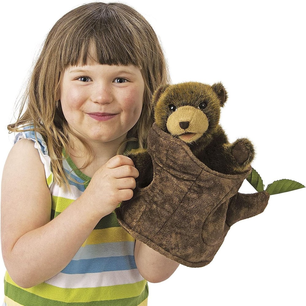 Folkmanis Bear in Tree Stump Hand Puppet