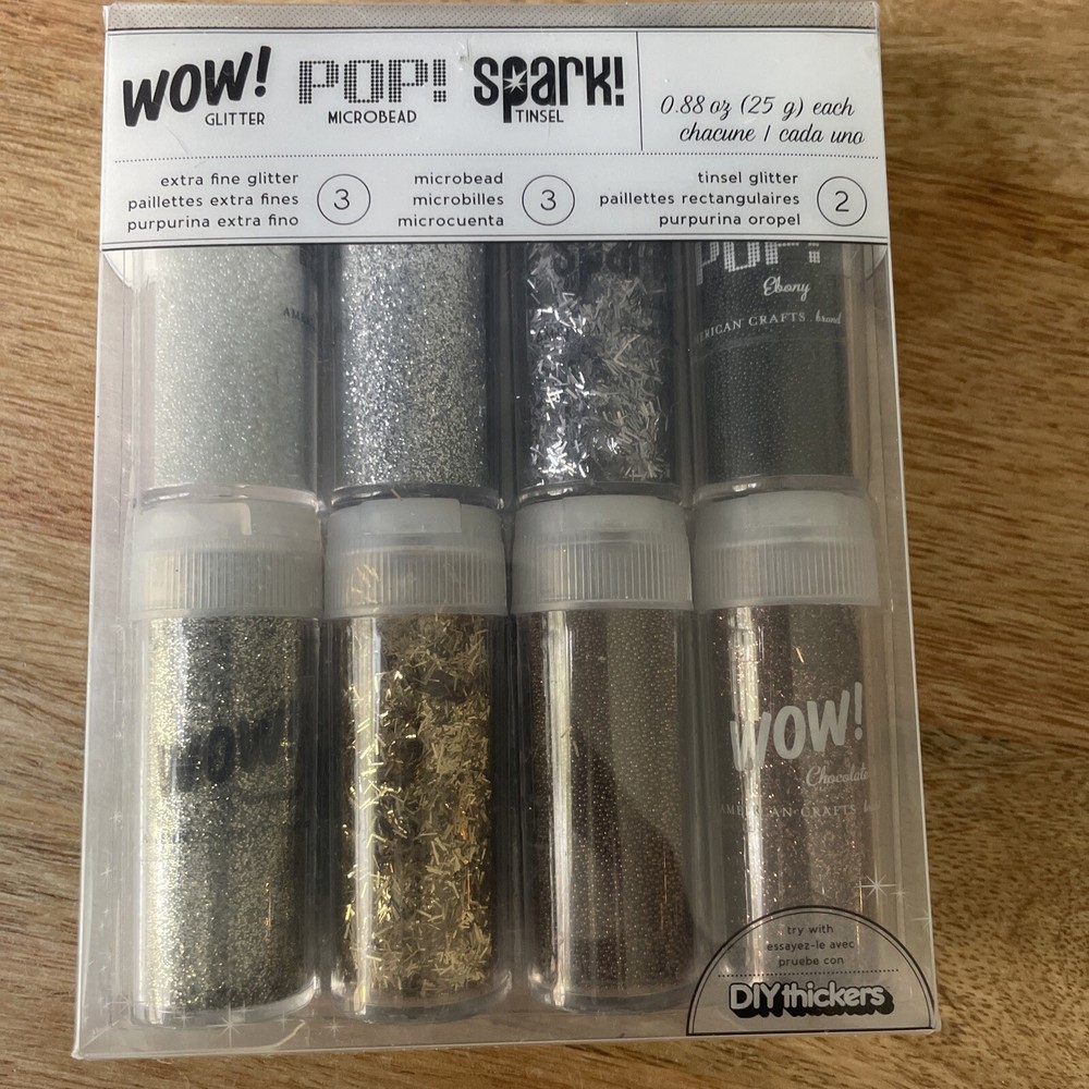 Wow Glitter Microbead And Tinsel.  1 pack (8 pieces)