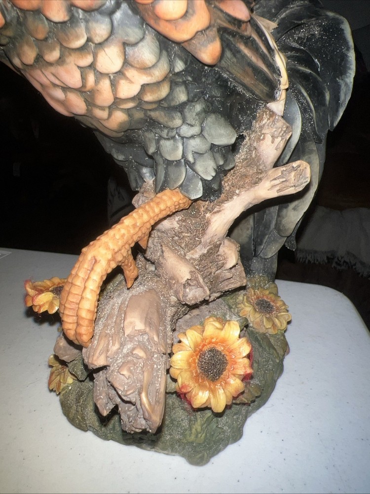 Vintage Hand painted Solid Ceramic Standing Rooster 13” Tall