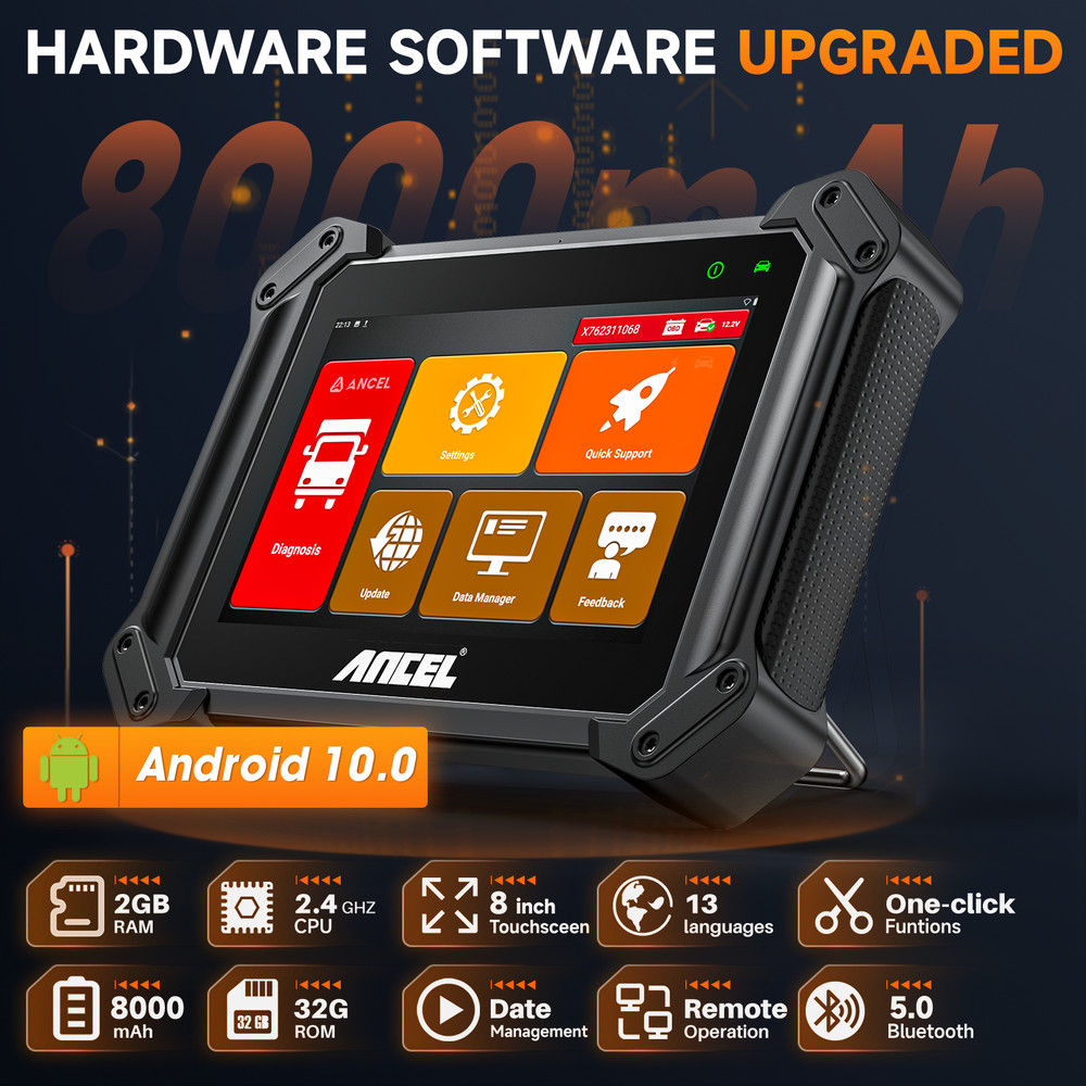 ANCEL HD Truck OBD Scanner Diagnostic Bidirectional Test E-CU Coding DPF Regen
