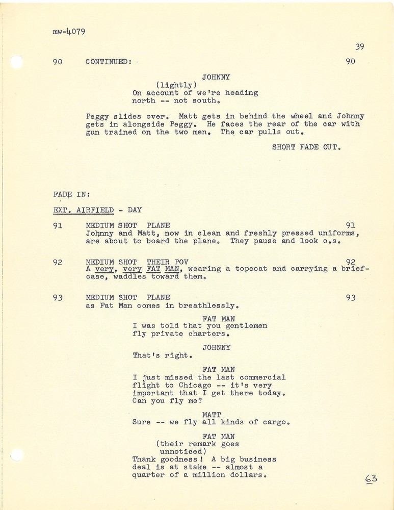*DOUBLE INDEMNITY - DANGER IS MY BUSINESS (1957) Revised Final Draft Script