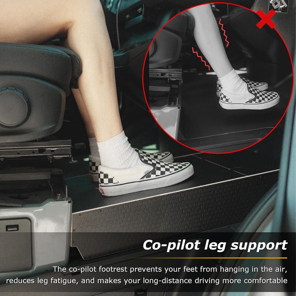Floor Stool for Sprinter Van, Optimal Support for Co-Driver, with Storage Space