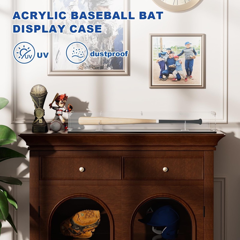 Acrylic Baseball Bat Display Case 39" Clear UV-Protected Dust-Proof Showcase