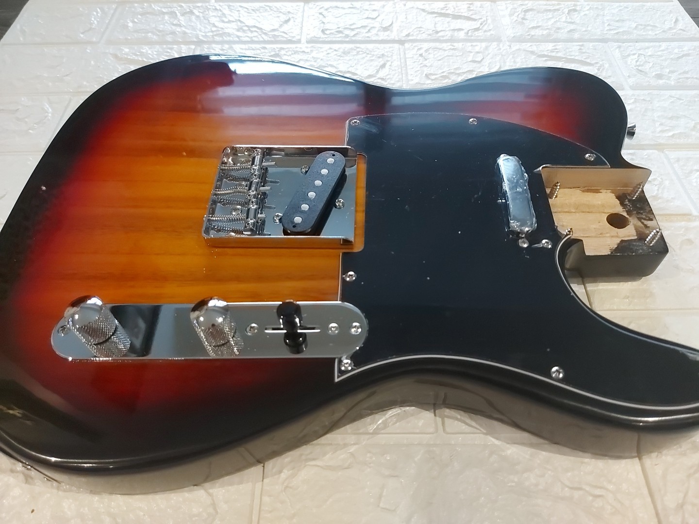 NEW LOADED Tele Style BODY Telecaster Sunburst On Black FAST SHIP! VERY NICE!