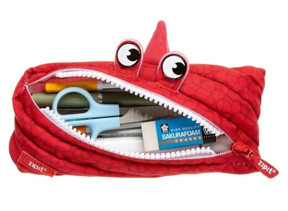ZIPIT Dino Pencil Case Red