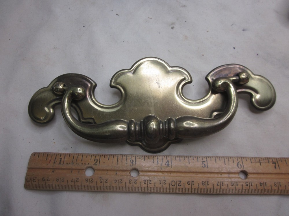 1 large vintage drawer handle drop down pull 5.25" center winged bail