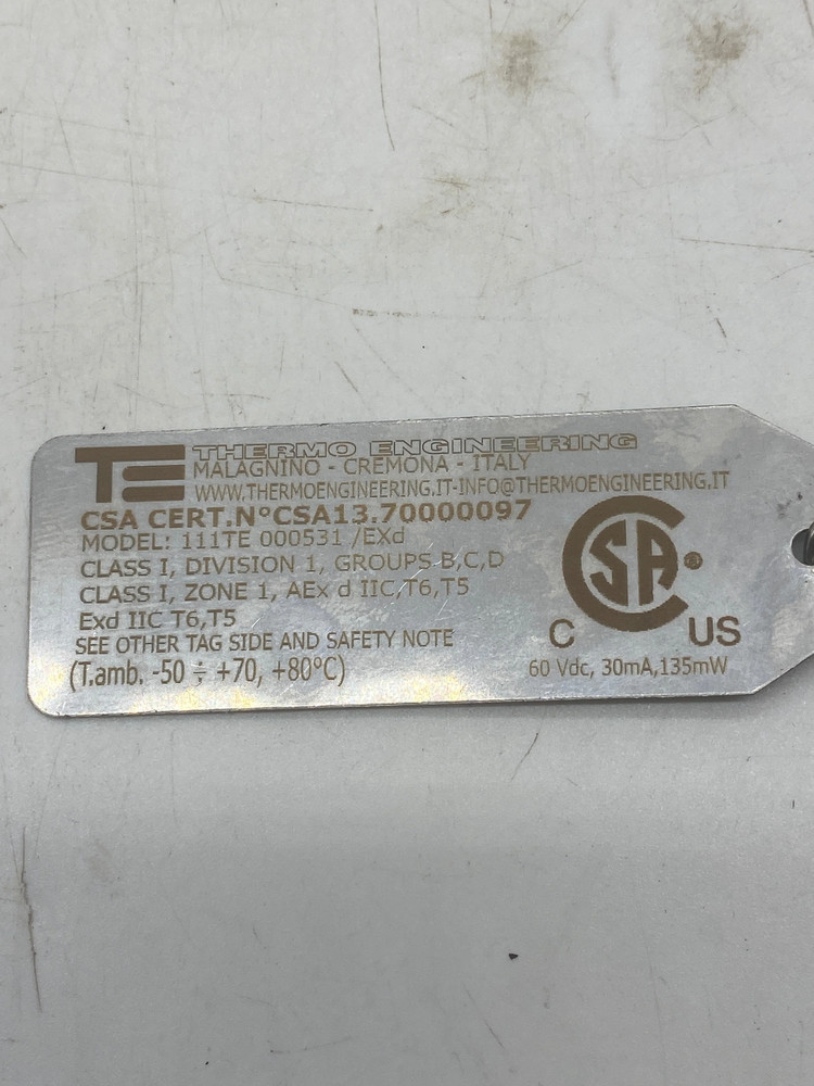 Thermo Engineering Model 111E.00531 Thermometric Probe (No Box)