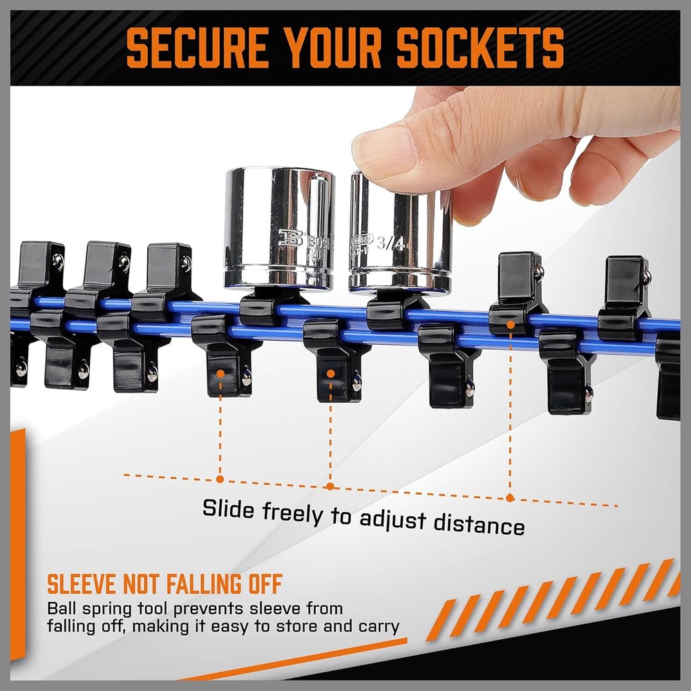 6PC Double Sided Socket Organizer Holders 1/4" 3/8" 1/2" Portable / Wall-mounted
