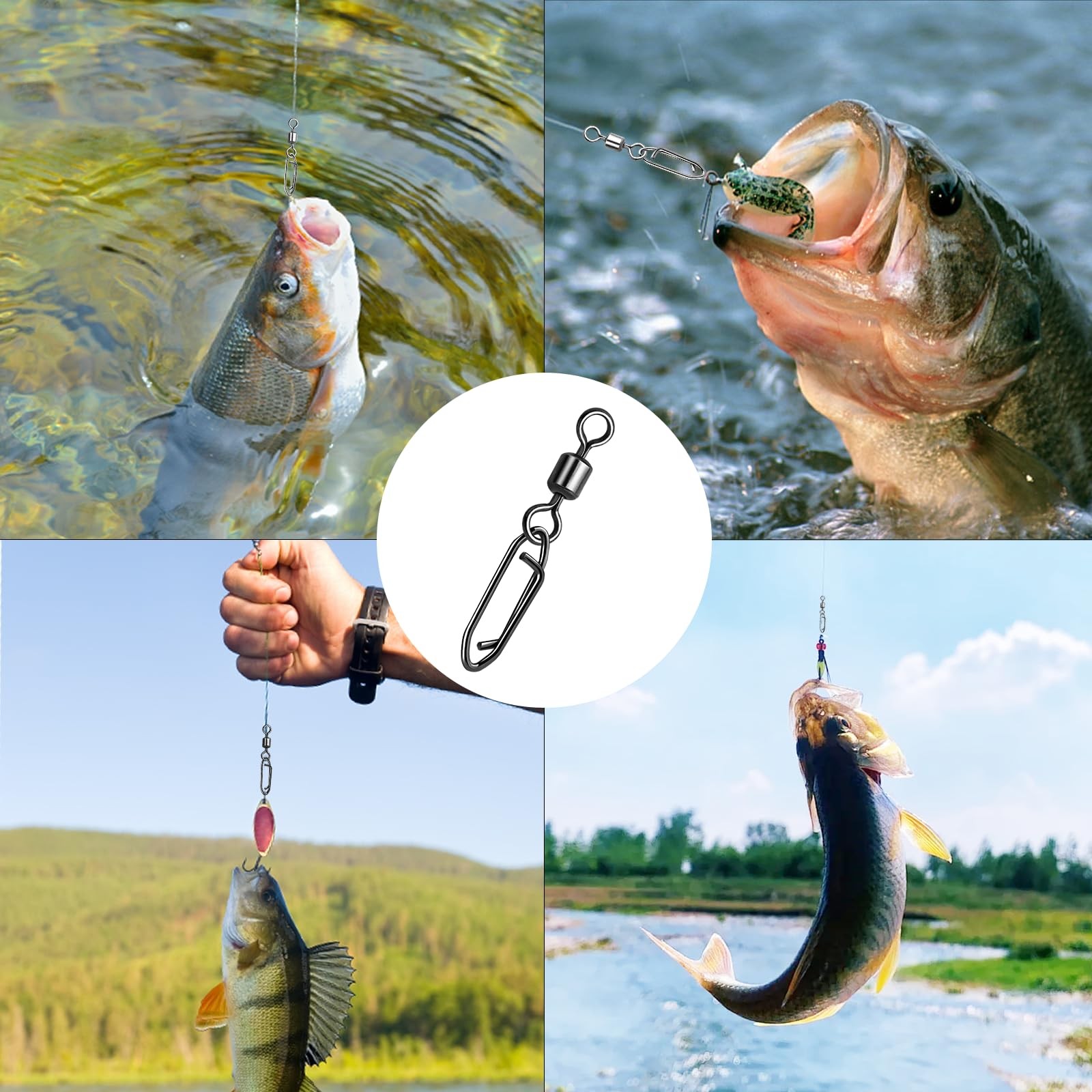 Fishing Speed Clips 50Pcs Quick Change Fishing Swivels & Snaps Topwater Speed...