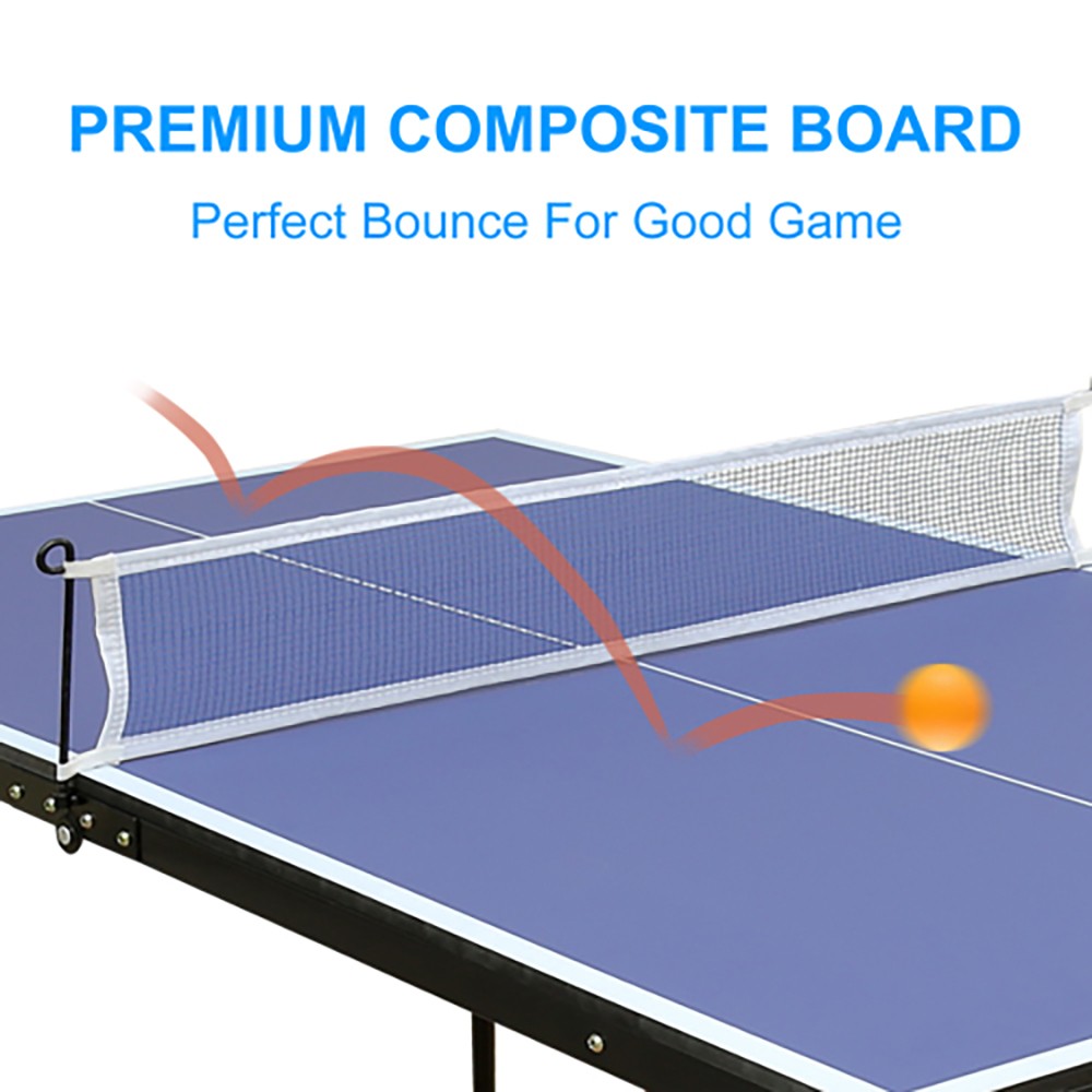 Foldable 4.5FT Ping Pong Table with Net & Paddles, Blue