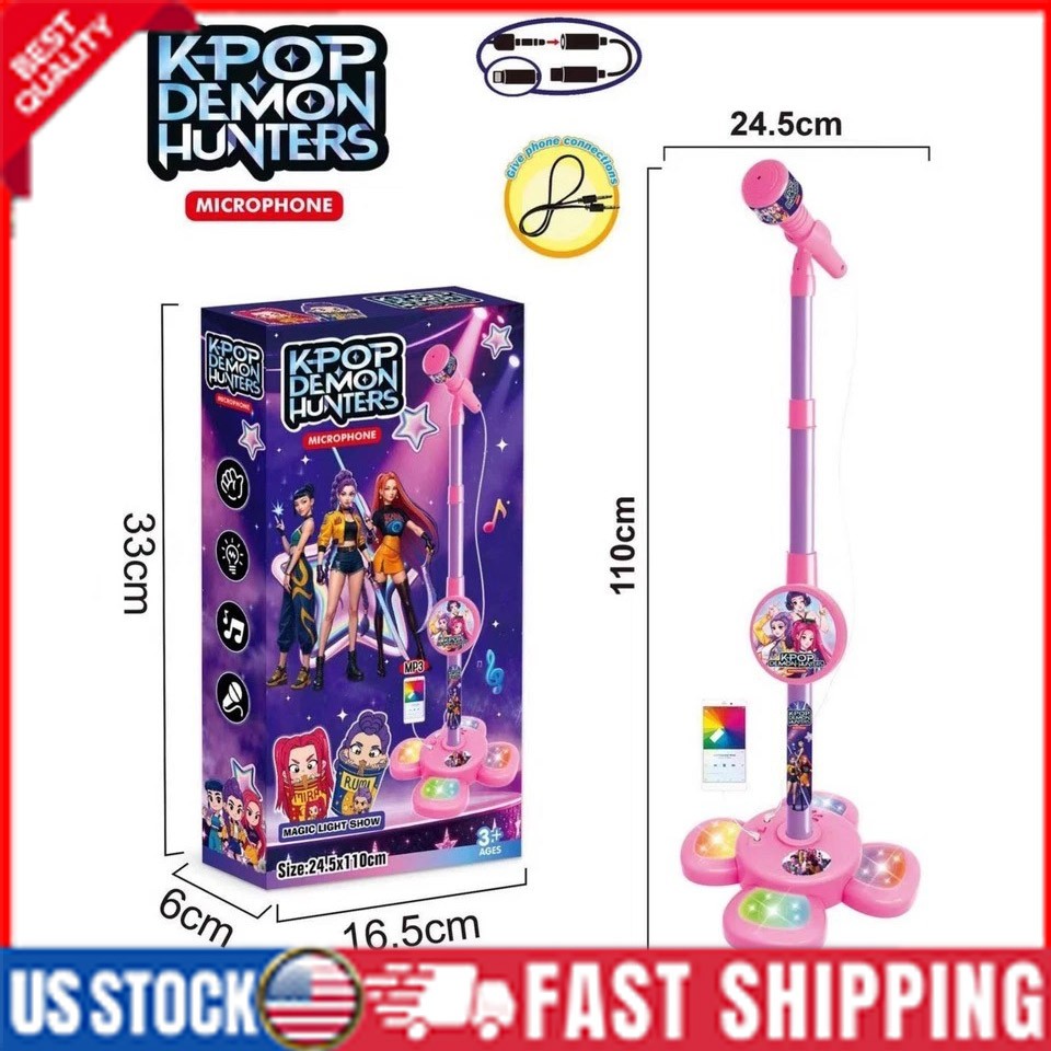 Cosplay K-Pop Demon Music Microphone Toy for Kids–Light-Up Singing Microphone US