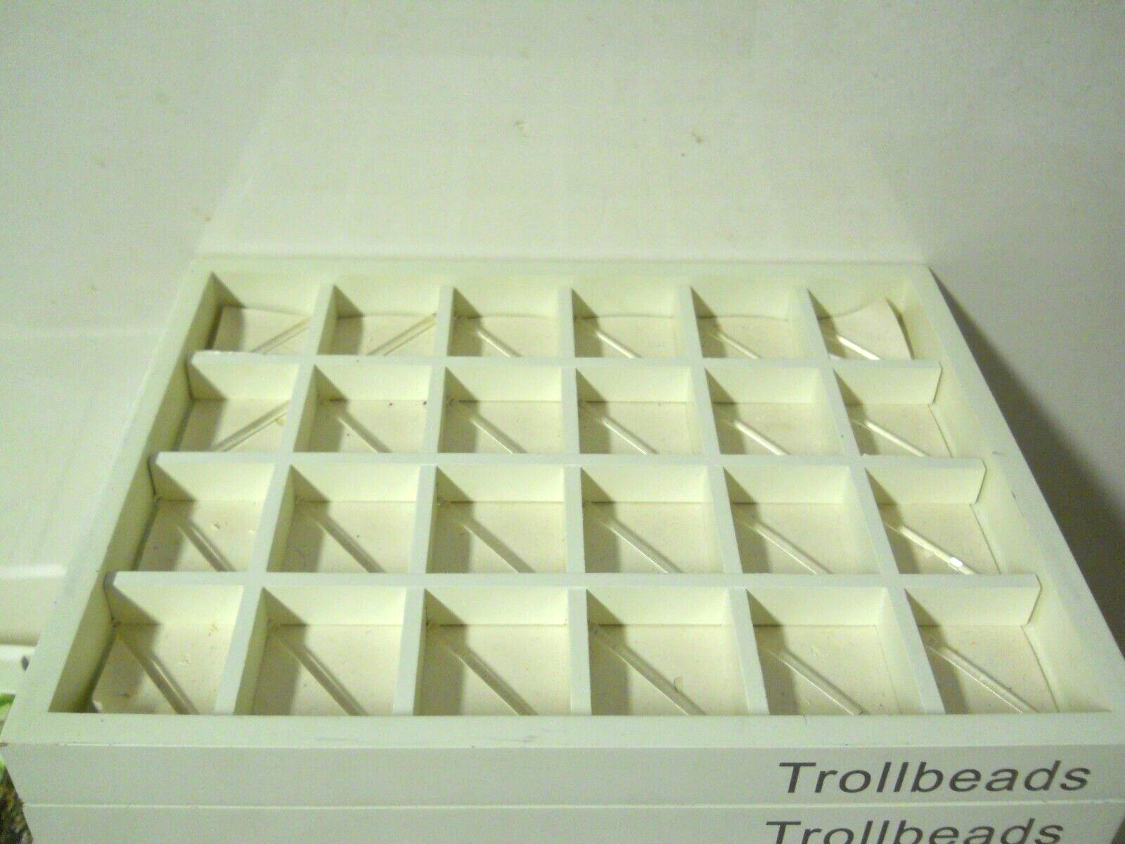 Trollbeads White 24 Compartment Bead Display Tray Divided Stackable w/ Sticks