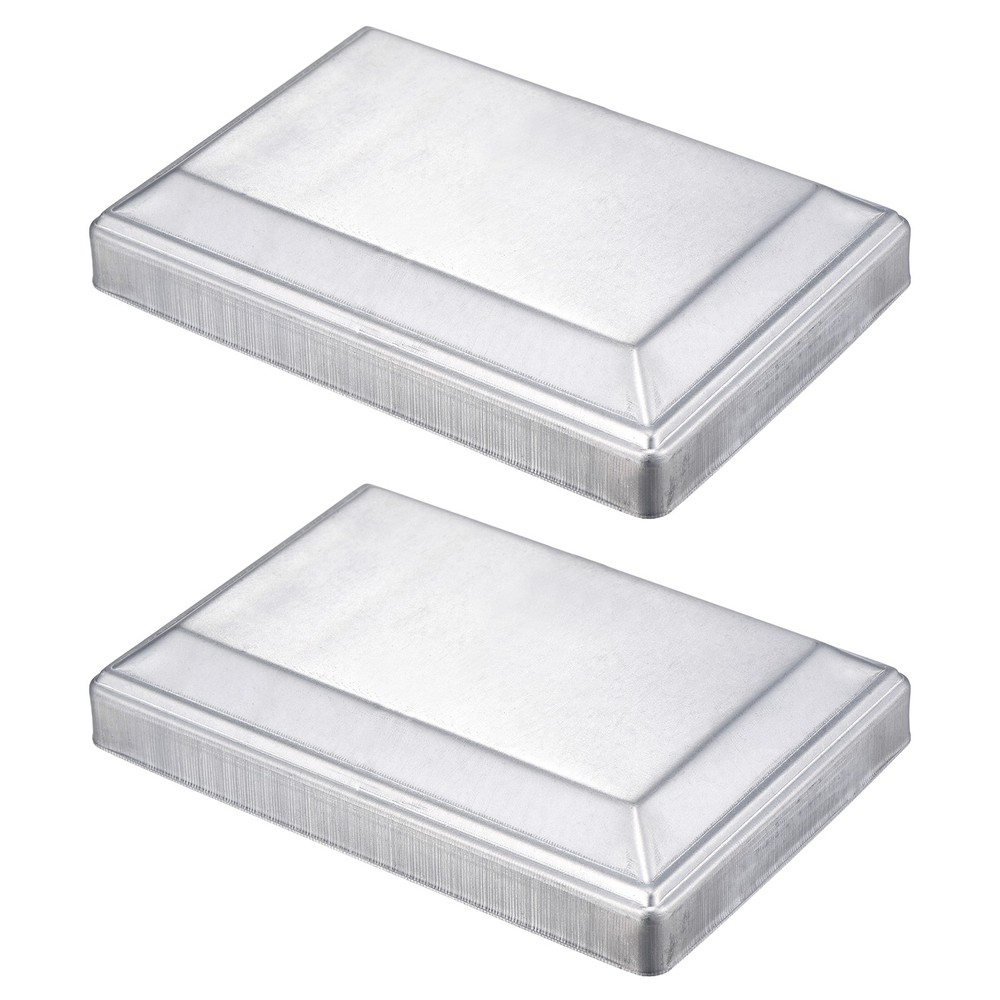2Pcs Fence Post Cap, Galvanized Deck Post Caps Fit 5.9" x 4" Pipe, Silver