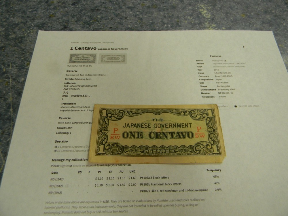 1942 Philippines 1 Centavo VG