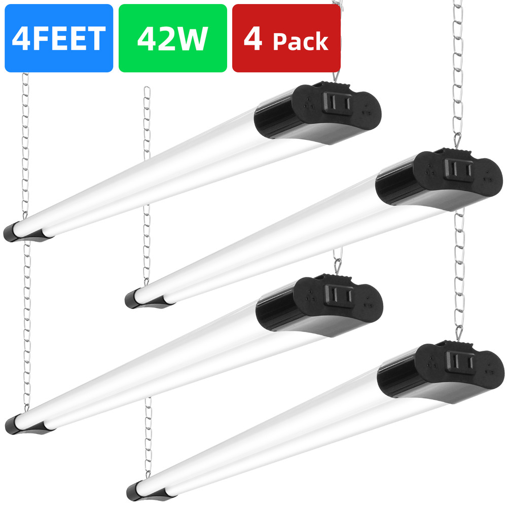 4 Pack 42W LED Shop Light Garage Workbench Ceiling Light Linear High Bay Lamp