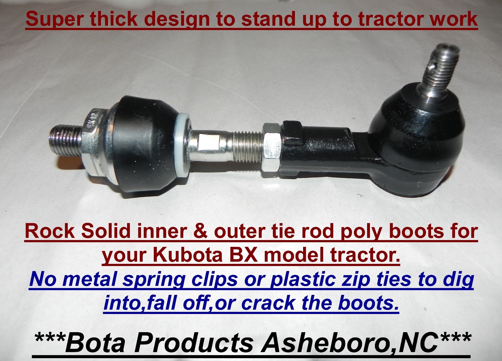 Kubota BX GR Inner/Outer Tie Rod Poly Boots USA made not China copy 1 yr Wty