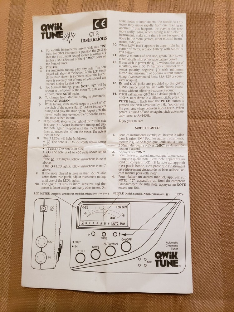 Qwik Tune QT-2 chromatic tuner automatic