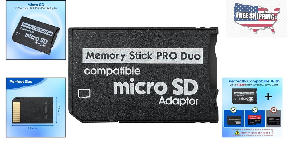 Versatile PSP Memory Stick PRO Duo Adapter - Compatible with 1000/2000/3000