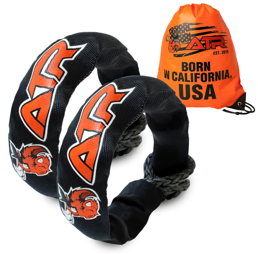 ATR Soft Shackle 41,200 lb (2 Pack, Black) – Heavy Duty Synthetic Rope Recovery