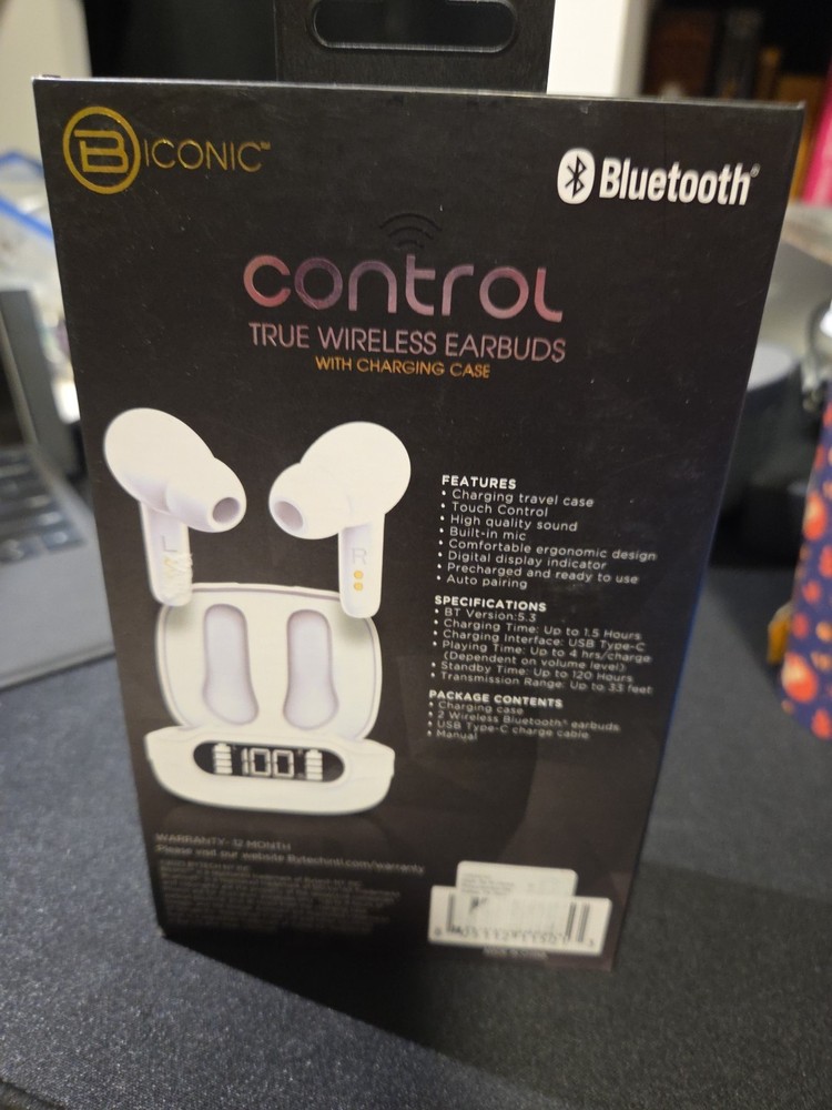 Biconic "Control True Wireless Earbuds" Bluetooth Earbuds (BC-AU-BE-144-WT)