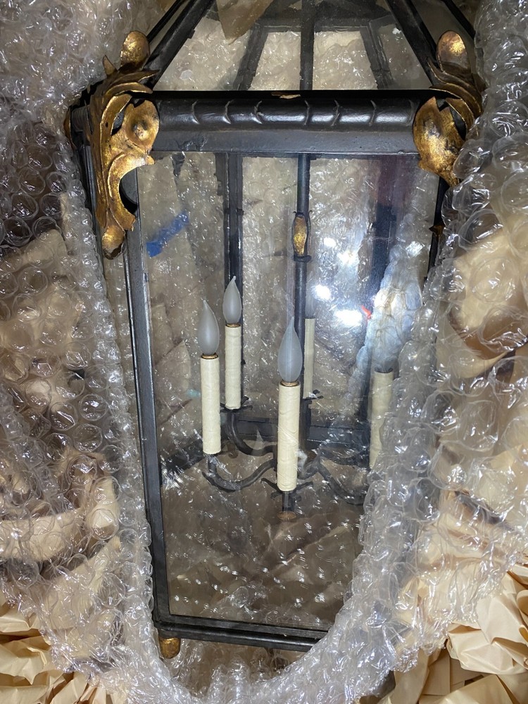 Iron and Brass Accent Lantern by John Roselli