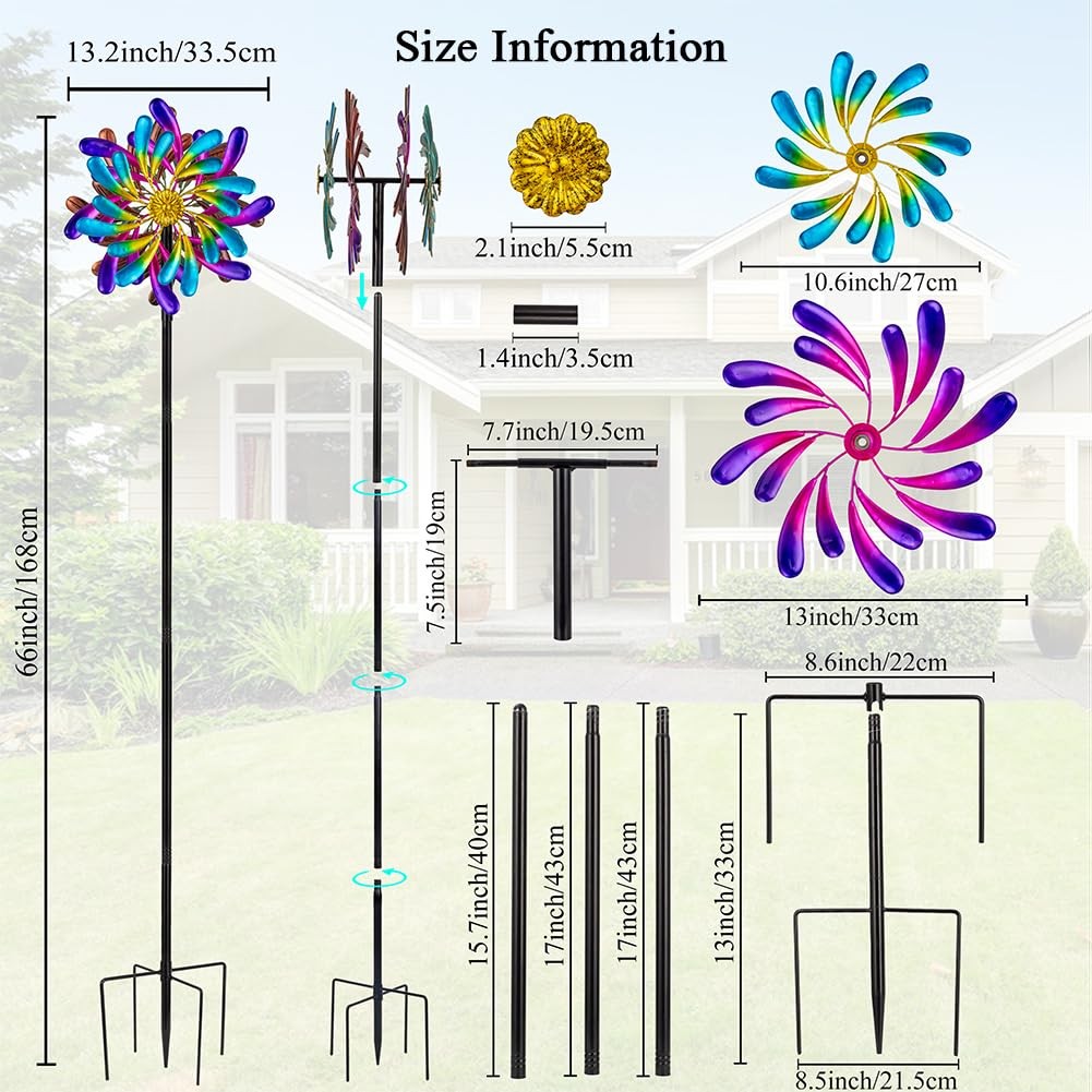 Stargarden Kinetic Wind Spinners Outdoor, 13.2 x 66 Inches Wind Spinner, Metal W